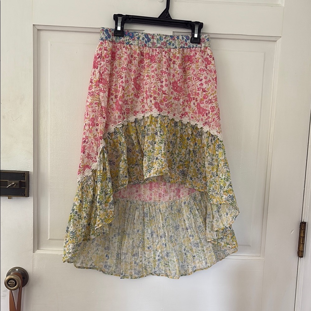 Loveshack Fancy Floral High Low Skirt